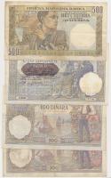 Jugoszlávia 1929. 100D (2x) + Szerbia / Német megszállás 1941. 100D jugoszláv bankjegy felülbélyegzéssel + 500D T:III  Yugoslavia 1929. 100 Dinara (2x) + Serbia / German occupation 1941. 100 Dinara Yugoslavian banknote with overprint + 500 Dinara C:F