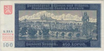 Német 3. Birodalom/Cseh-Morva Protektorátus/Német megszállás 1940. 100K T:restaurált German Third Reich/Protectorate of Bohemia and Moravia/German occupation 1940. 100 Korun C:restored