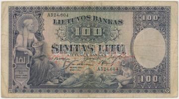 Litvánia 1928. 100L T:III Lithuania 1928. 100 Litu C:F