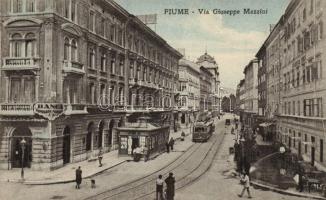 Fiume, Via Giuseppe Mazzini / street, bank, tram