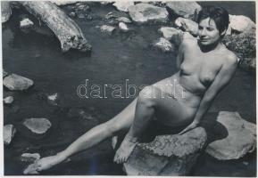 cca 1975 Patak parti fotós parti, 5 db finoman erotikus fénykép, 17x12 cm és 20x14 cm közötti mérete...