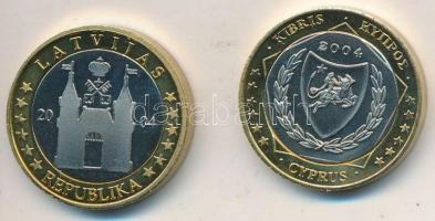 Vegyes: Ciprus 2004. 1EUR próbaveret + Lettország 2004. 1EUR próbaveret T:1-,2
Mixed: Cyprus 2004. ...