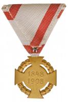1908. "Katonai Jubileumi Kereszt" aranyozott Br kitüntetés mellszalagon T:2
Hungary 1908....