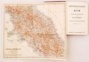 Baedeker, Karl: Mittelitalien und Rom. Handbuch für Reisende. Leipzig, 1927, Karl Baedeker. Számos t...