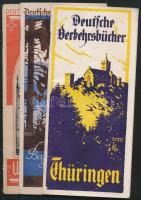cca 1930 3 db német idegenforgalmi prospektus, a Deutsche Verkehrbücher kiadványai: Thüringia, Baden, Vesztfália, kihajtható térképmellékletekkel, az egyiken kis szakadással