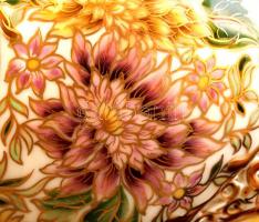 Zsolnay historizáló áttört kaspó, kézzel festett, jelzett (modern), hibátlan, m:20,5 cm, d:25,5 cm