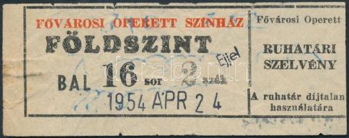 1954 Fővárosi Operett Színházi jegy