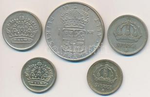 Svédország 1950TS 10ö Ag + 25ö Ag + 1957TS 10ö Ag + 25ö Ag + 1967U 1Kr Ag "VI. Gusztáv" T:...
