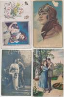 15 db RÉGI motívumlap; üdvözlő, hölgyek, párok / 15 old motive cards; greeting, ladies, couples