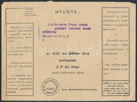 1941 Magyar Királyi Rádiódíj-nyilvántartó Hivatal nyugtája magánhirdetéssel, 15x20cm