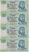 2005. 200Ft "FA" (4x) sorszámkövetők T:I