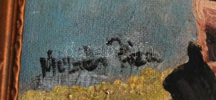 Molnár jelzéssel: Mezei csendélet, olaj, vászon, fa keretben, 39×28,5 cm