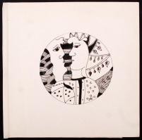 Szász jelzéssel: Arcok. Vegyes technika, karton, d:15 cm