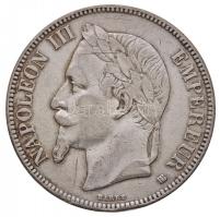 Franciaország / Második Császárság 1869BB 5Fr Ag &quot;III. Napóleon&quot; Strasbourg (24,82g) T:2- France / Second Empire 1869BB 5 Francs Ag &quot;Napoleon III&quot; Strasbourg (24,82g) C:VF Davenport 96.