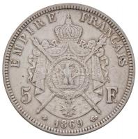 Franciaország / Második Császárság 1869BB 5Fr Ag "III. Napóleon" Strasbourg (24,82g) T:2-
...