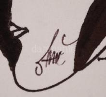 Szász jelzéssel: Arcok III. Vegyes technika, karton, d:15 cm