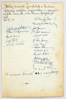 1961 Sebes Gusztáv (1906-1986) az Aranycsapat szövetségi kapitányának bejegyzése és aláírása emlékla...