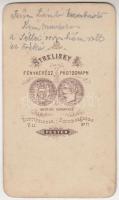 cca 1870 Szűcs László kereskedő Kunmadarason, Strelisky Lipót pesti fényképész műtermében, vizitkárt...