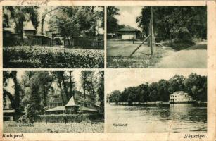 Budapest IV. Népsziget, Atlantis csónakház, tenisz pálya, Vízi házak, indián csónakház, autó (fa)