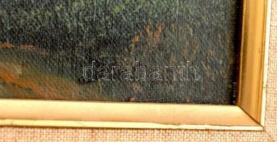 Sasce jelzéssel: Tájkép fákkal. Olaj, fa lemez, dekoratív keretben, 25×30 cm