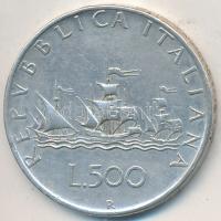 Olaszország 1959R 500L Ag "Kolumbusz hajója" T:2- Italy 1959R 500 Lire Ag "Columbus´ships" C:VF