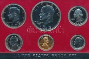 Amerikai Egyesült Államok 1973S 1c-1$ (6xklf) forgalmi sor dísztokban T:PP USA 1973S 1 Cent - 1 Dollar (6xdiff) coin set in case C:PP