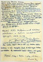 1959 Özv. Medgyessy Ferencné a kétszeres Kossuth-díjas szobrászművész özvegyének saját kezű írása, aláírása emléklapon. Ugyanitt Soós Gyula művészettörténész saját kezű beírása és aláírása