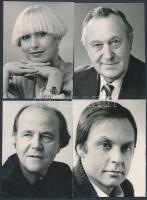 cca 1970 Magyar színészek aláírt portréfotói - Benkő Péter, Haumann Péter, Bessenyei Ferenc, Drahota Andrea, 4 db fénykép, 13x10 cm