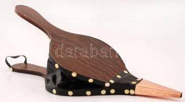 Rézcsőrös modern fa-fém fújtató, h: 41 cm