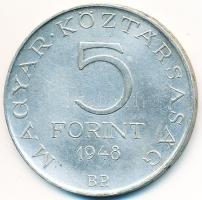 1948. 5Ft Ag "Petőfi" T:2,2- ü