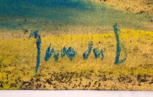 Olvashatatlan jelzéssel: Magányos szénakazal. Pasztell, papír, szakadással, 23×34 cm