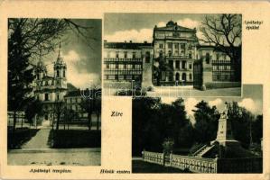 Zirc, Hősök szobra, Apátsági templom és épület (EK)