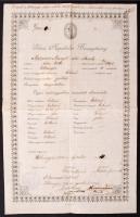 1916 Kőhányás (ma: Gánt, Fejér m.), elemi népiskolai bizonyítvány aláírásokkal, a csákvári elemi népiskola bélyegzőjével