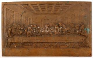 Jelzés nélkül: Utolsó vacsora. Bronz falikép, préselt, 21×34 cm