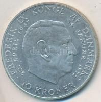 Dánia 1972. 10 Kroner Ag "IX. Frigyes halála és II. Margit trónra lépése" T:1- Denmark 1972. 10K Ag "Death of Frederik IX and Accession of Margrethe II" C:AU