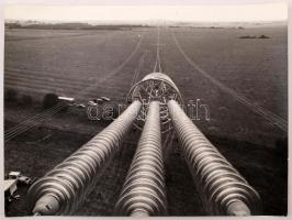 1978 Barabás térségében összekapcsolták a magyar-szovjet határon a 750 kilovoltos távvezetéket, sajtófotó feliratozva, 30x40 cm
