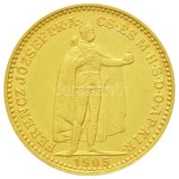 1905KB 20K Au "Ferenc József" Körmöcbánya (6.79g/0.900) T:2,2- Hungary 1905. 20 Corona Au "Franz Joseph I" Kremnitz (6.79g/0.900) C:XF,VF Adamo K9