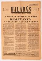 1947 A Haladás c. újság különkiadása a Magyar Radikális Párt kiáltványával