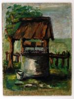 Jelzés nélkül: Kút. Olaj, farost, 55×42 cm