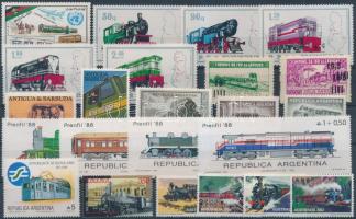Railway motif item 23 diff. stamps, with sets, Vasút motívum tétel 23 db bélyeg közte sorokkal