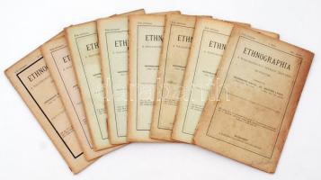 1891 Az Ethnographia 2. évf. 1-10. lapszáma, teljes évfolyam, megviselt állapotú tűzött papírkötésben, egyébként jó állapotban