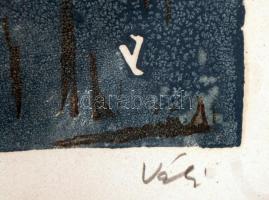 Váli Zoltán (1910-?): Virágcsendélet. Színes linó, papír, jelzett, üvegezett keretben, 40×29 cm