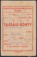 1947-48 Szociáldemokrata Párt tagsági könyv MDP és  áthúzott 47-es SZDP tagsági bélyegekkel