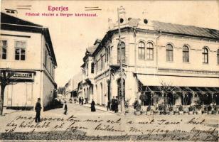 Eperjes, Fő utca, Berger szálloda és kávéház, cukrászda; kiadja Cattarino / main street, hotel, cafe, confectionery (b)