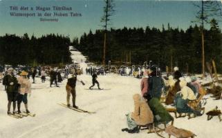 Tátra, téli élet, síverseny / ski race, Divald és Monostory (small tear)