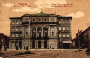 Temesvár, Városi Ferencz József színház, villamos / theatre, tram (EK)