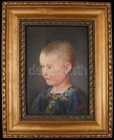 Deul jelzéssel: Gyermek portré. Olaj, fa lemez, keretben, 38×28 cm