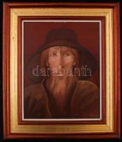 Herpai Zoltán (1951-2011): A mogorva úr. Olaj, farost, fa keretben, 24x19 cm