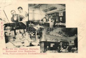 Vienna, Wien; Olmützer Bierhalle, restaurant Alois Dombacher; Stadtbahnstation Josefstädterstrasse / beer hall, restaurant, interior