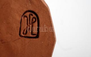 K jelzéssel: Csikós ostorral, barna mázas kerámia figura, apró kopásnyomokkal, m: 25 cm